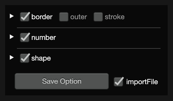 Options: border/number/shape