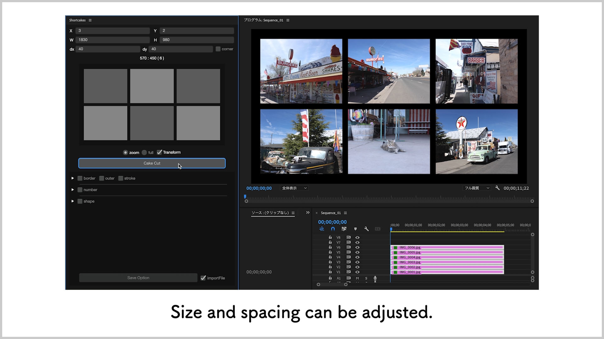 Size and spacing can be adjusted.