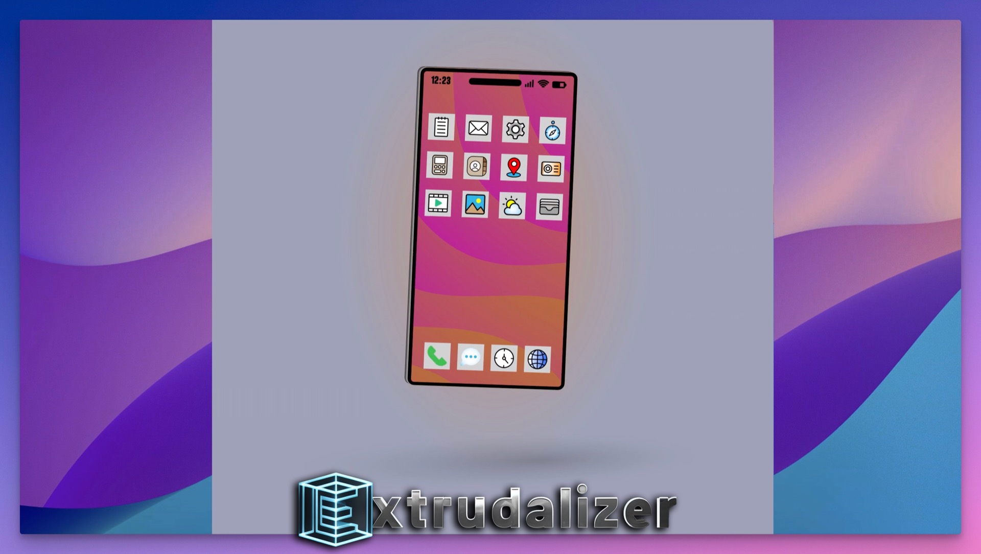 Create a 3D Animated Phone Lottie Animation using Extrudalizer and Newton