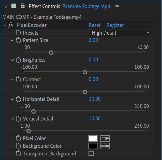 Pixel_Encoder Effect Controls