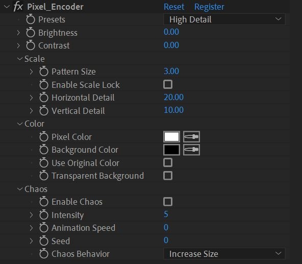 Pixel_Encoder Effect Controls