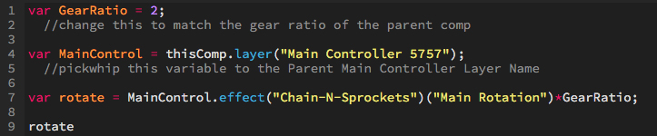 Example of expression on the child's controller main rotation