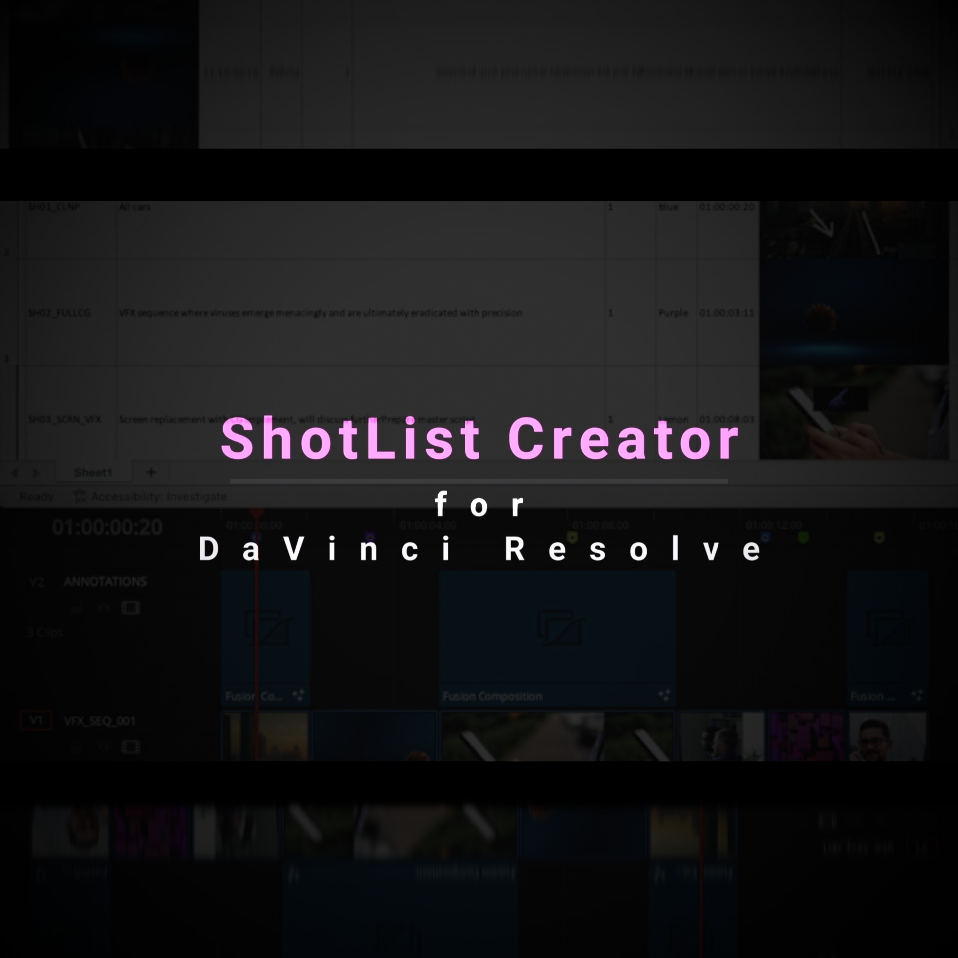 ShotList Creator 2 for DaVinci Resolve aescripts