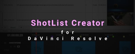 ShotList Creator for DaVinci Resolve