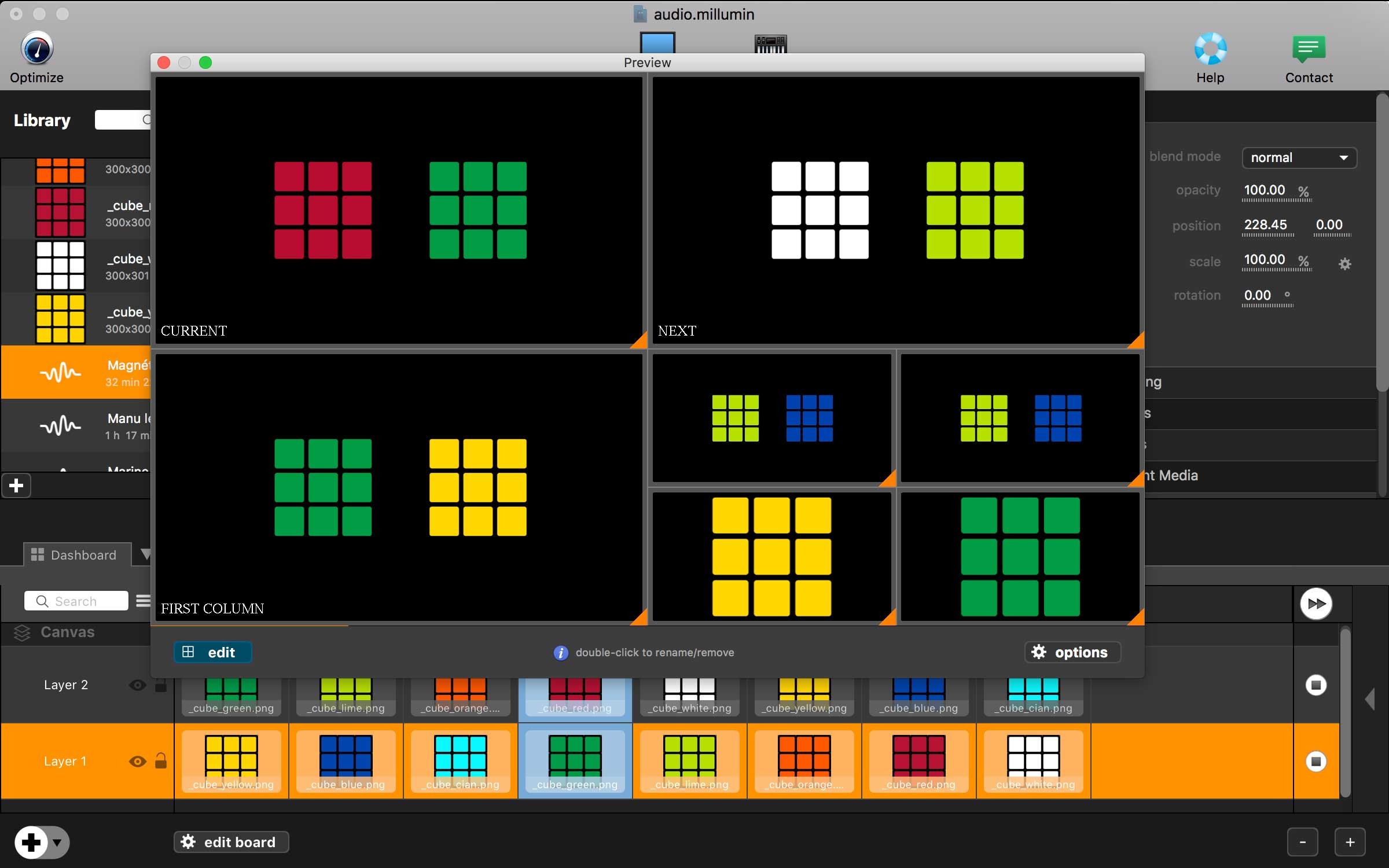 millumin tutorial output canvas