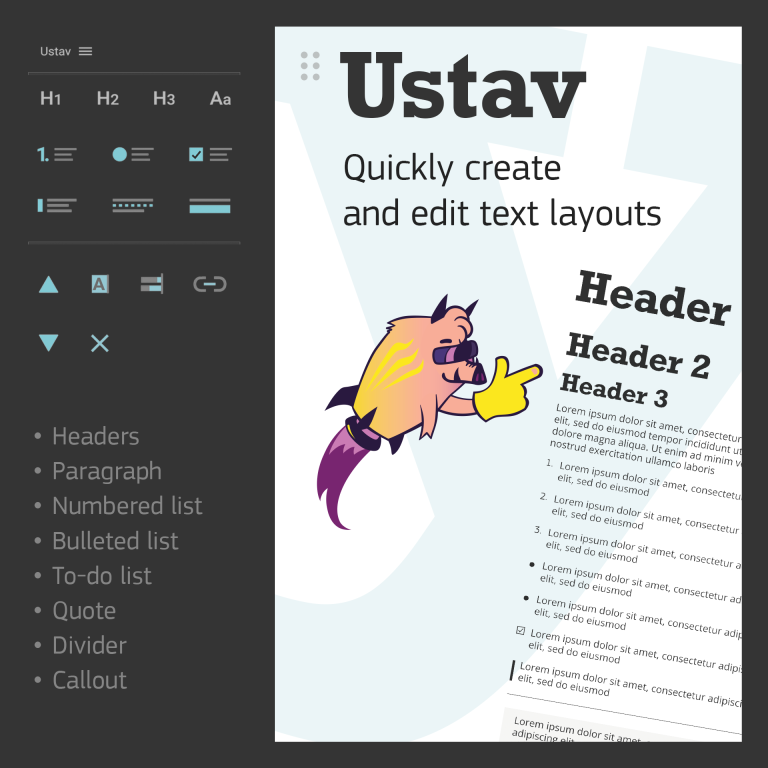 Ustav — Text layouts editor