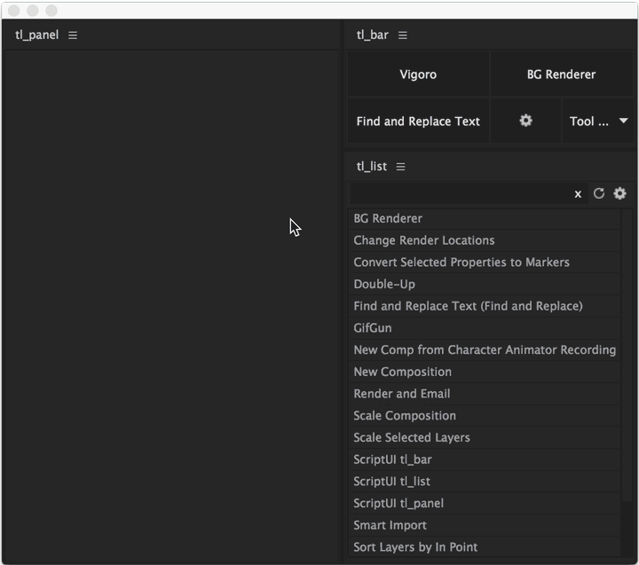 Launch scripts into pre-docked panels