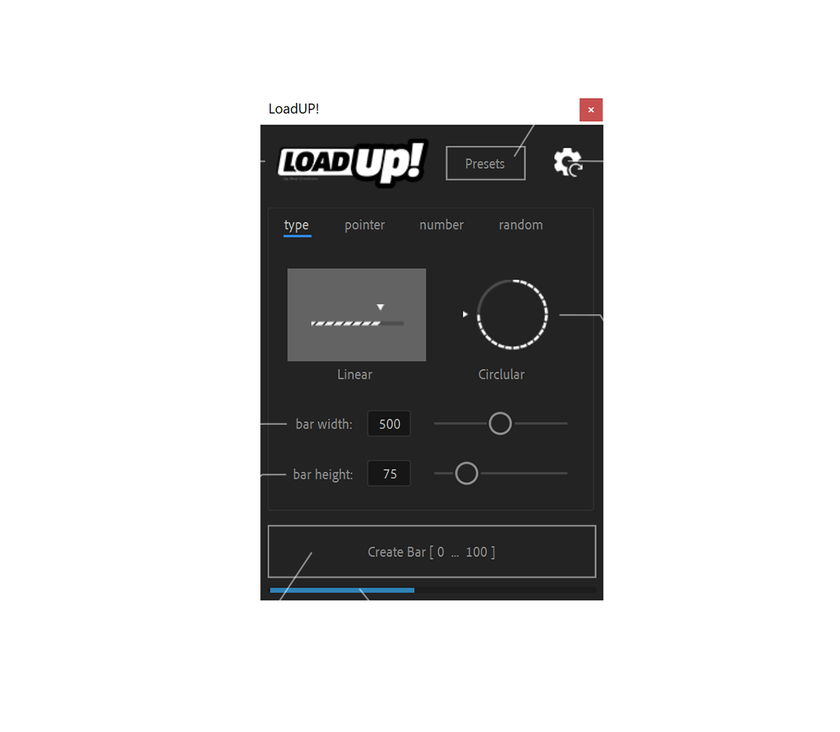 LoadUP! - user interface