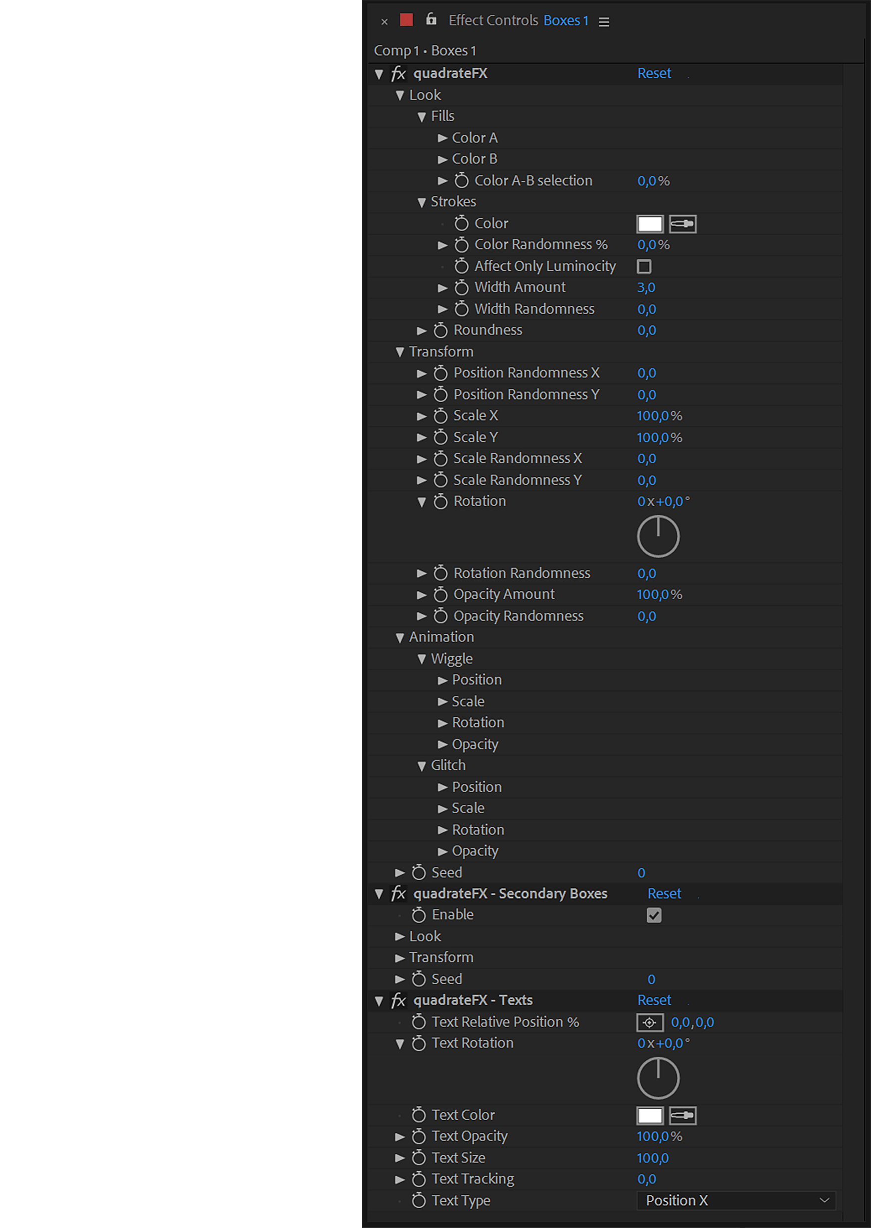 quadrateFX - effect controls