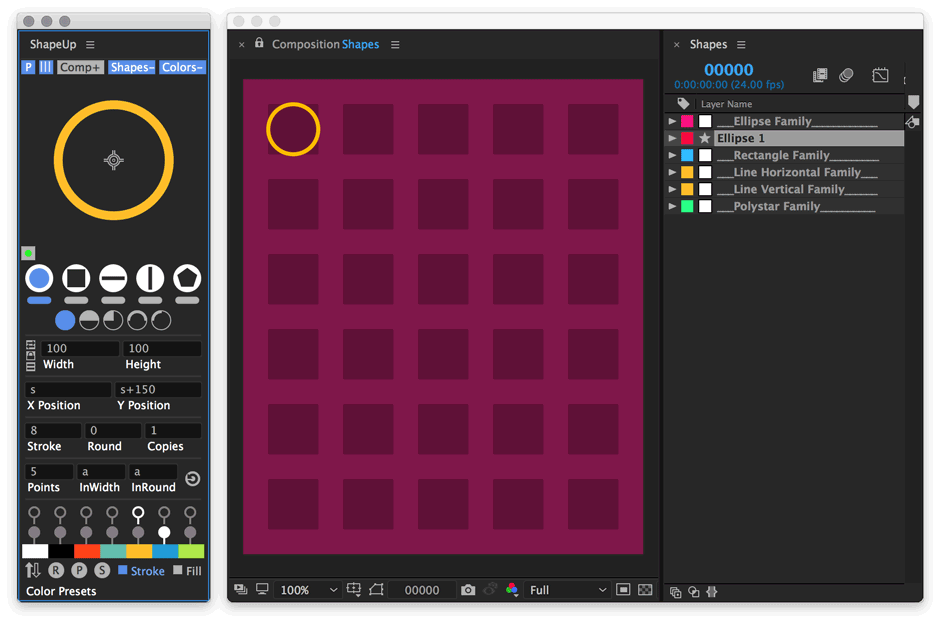 Shape Up v1.04 AE脚本自定义生成多种形状图层动画工具