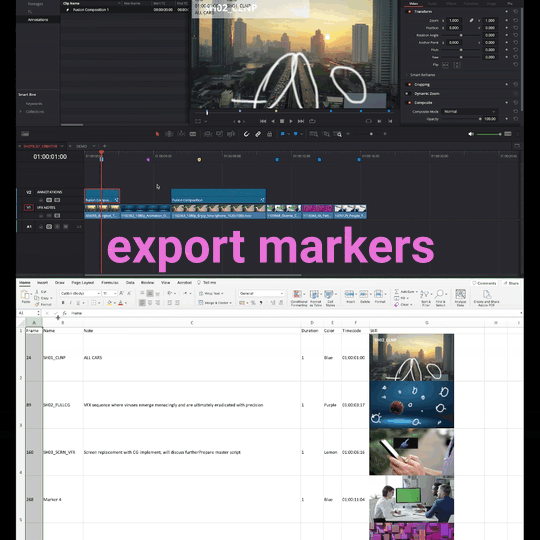 EXPORT MARKERS TO EXCEL WITH THUMBNAILS