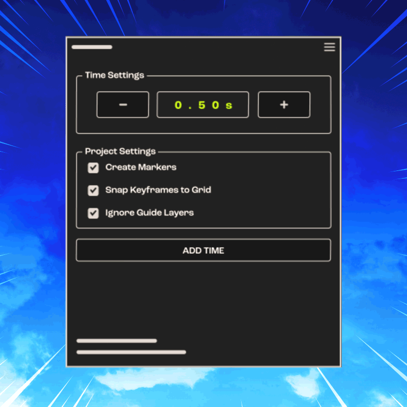 Animated GIF showing a render of the Add Time script.