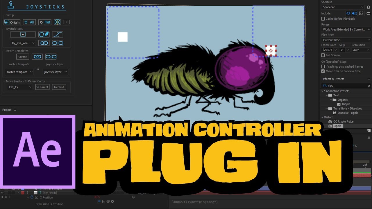 Insect walk cycle with Joysticks 'n Sliders