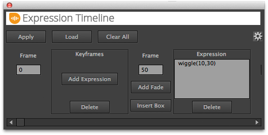 Interface of the ExpressionTimeline After Effects script