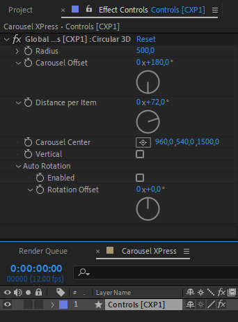 Example of Control layer parameters